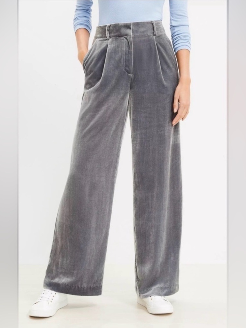 Loft Drapey velvet wide leg pants size 12